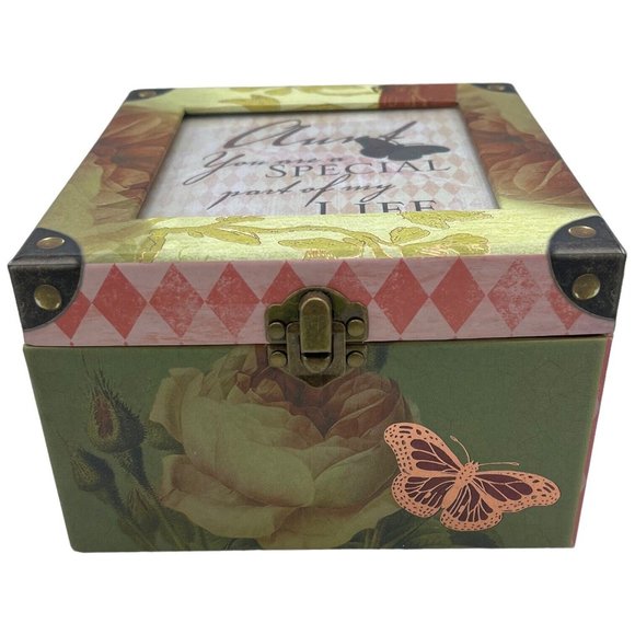 Photo Top Velvet Lined Jewelry Music Box Aunt That's What Friends Are For Song - Picture 10 of 14